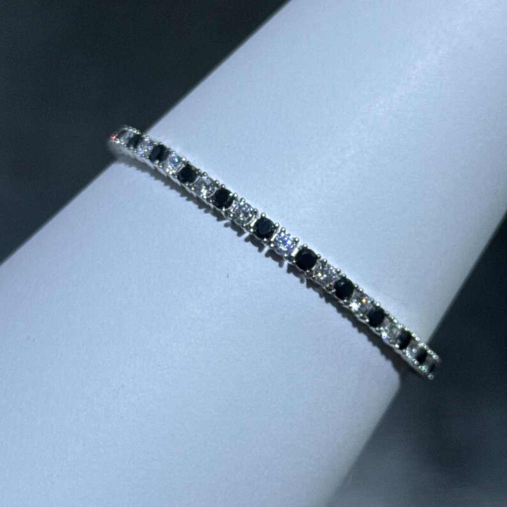 Sterling Silver *7.25 Inch* Blue & White Sapphire Tennis Bracelet $375